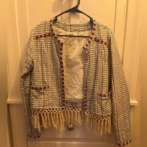 Tularosa Quilted Blazer Cropped Fringe Jacket